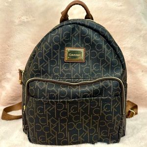 Calvin Klein Brown Monogram CK Mini Backpack Purse Shoulder Bag